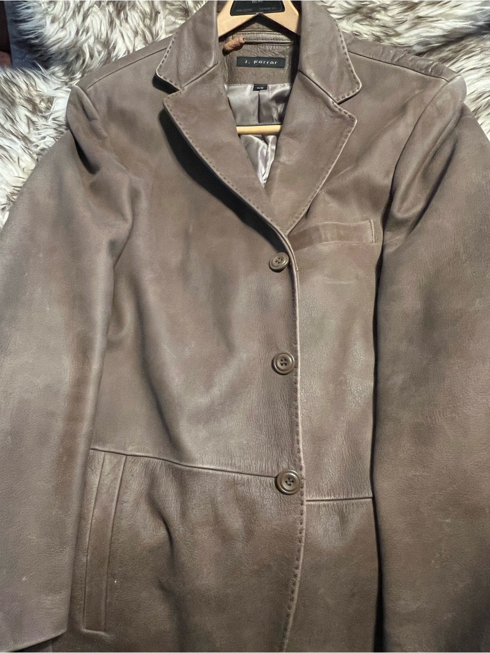 J Ferrar men top quality leather Blazer Jacket- med tan-Sz M